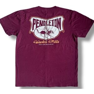 Pendleton Woolen Mills Mens Graphic T Shirt‎ Burgundy Large Short Sleeve Cotton
